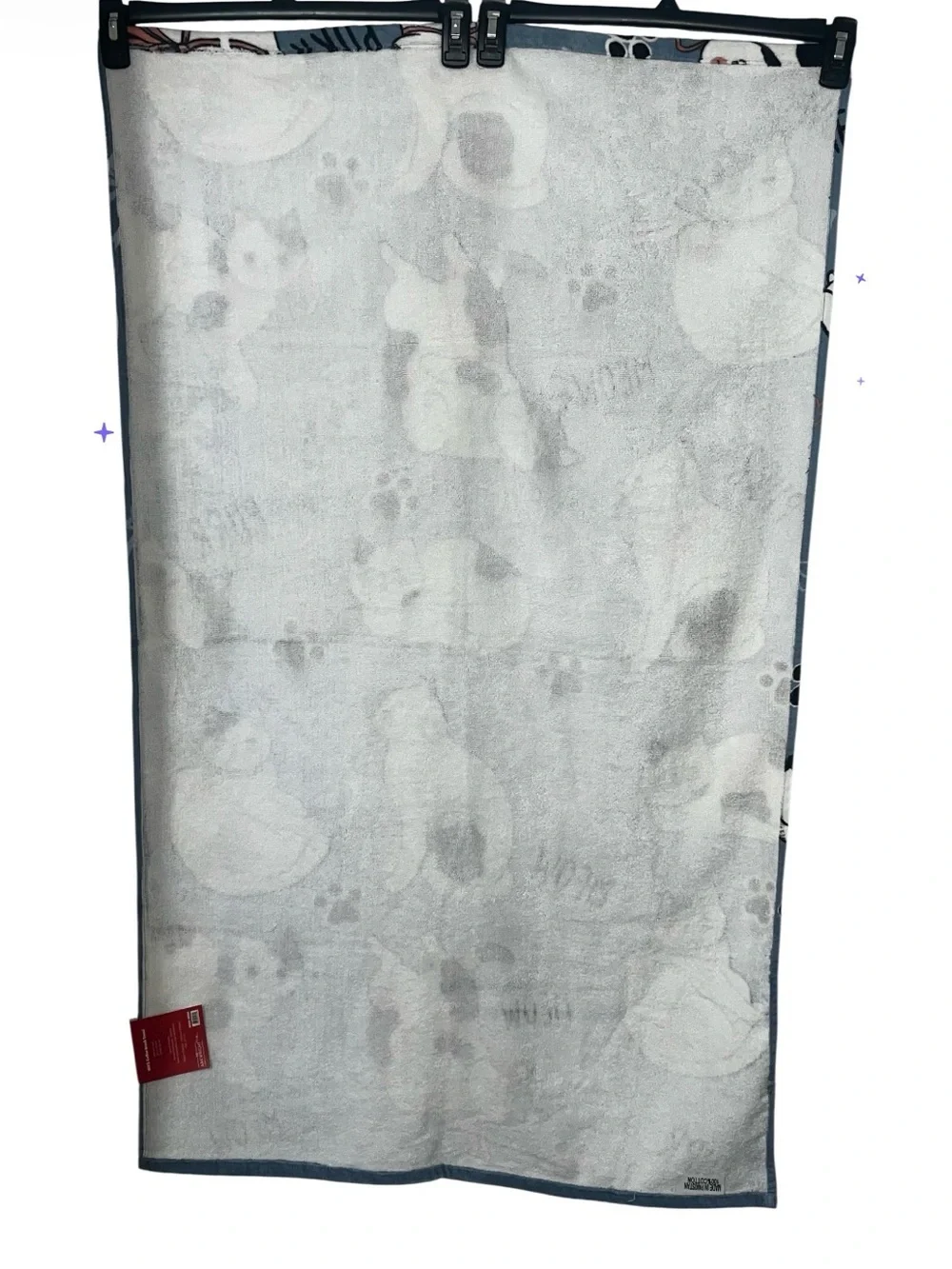 Cat Print Beach Towel Blue with White & Black Cats
